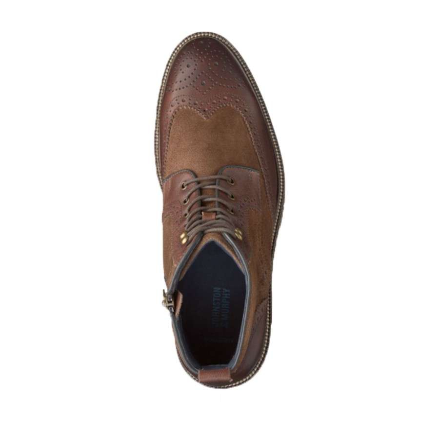 Men'S Shoes JOHNSTON & MURPHY | Johnston & Murphy Men'S Cody Wingtip Zip Boots In Mahagony