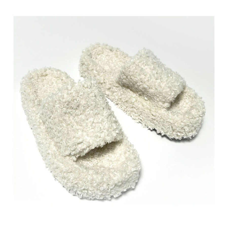 Women'S Shoes FLOOF | Floof Women'S Shaggy Sherpa Slipper In White