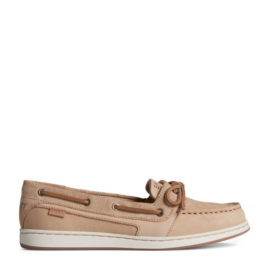 Women'S Shoes Sperry | Sperry Women'S Starfish 1-Eye Palm Embossed Boat Shoe In Tan