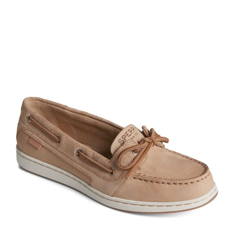 Women'S Shoes Sperry | Sperry Women'S Starfish 1-Eye Palm Embossed Boat Shoe In Tan