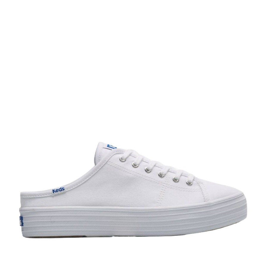 Women'S Shoes Keds | Keds Women'S Triple Kick Mule Canvas In White