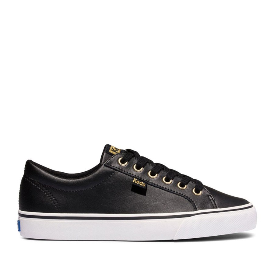 Women'S Shoes Keds | Keds Women'S Jump Kick Leather In Black/Gold