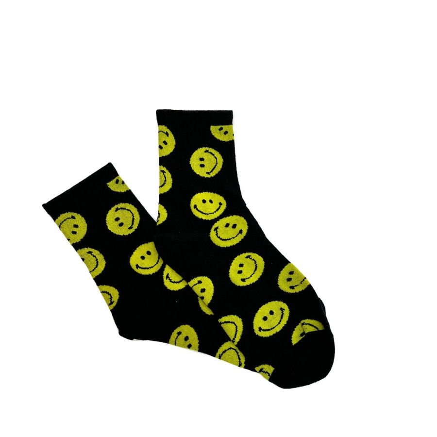 Women'S Apparel FLOOF | Floof Smile Socks In Black