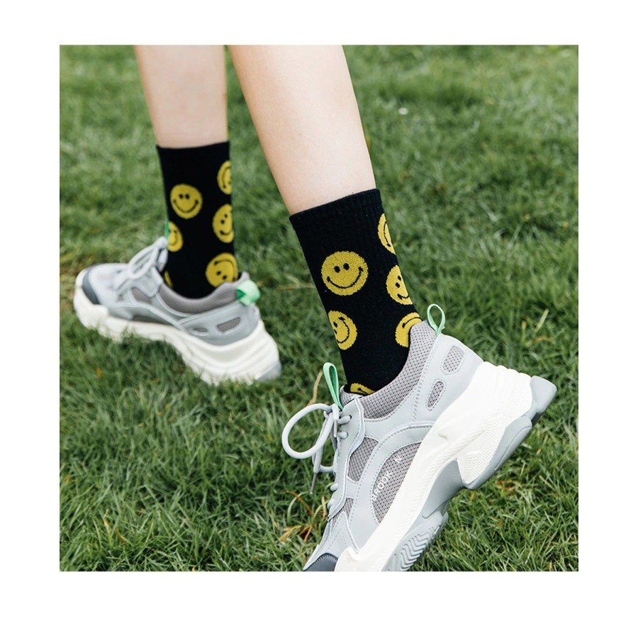 Women'S Apparel FLOOF | Floof Smile Socks In Black