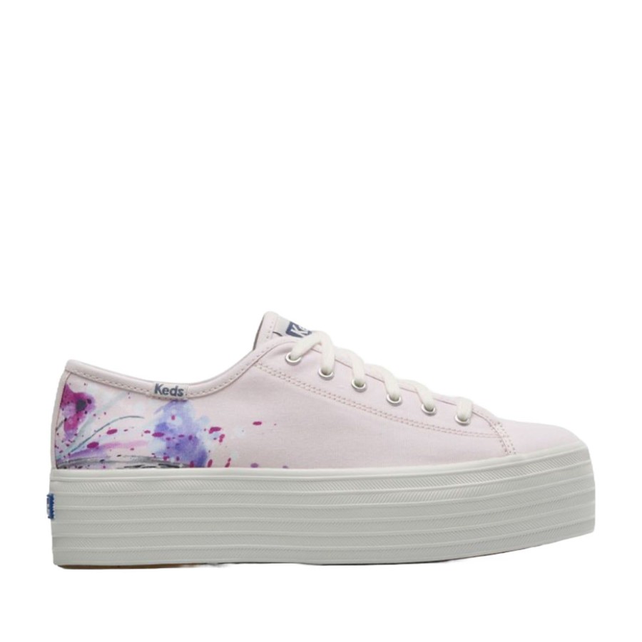 Women'S Shoes Keds | Keds Women'S Triple Up Canvas Painterly Floral In Light Pink