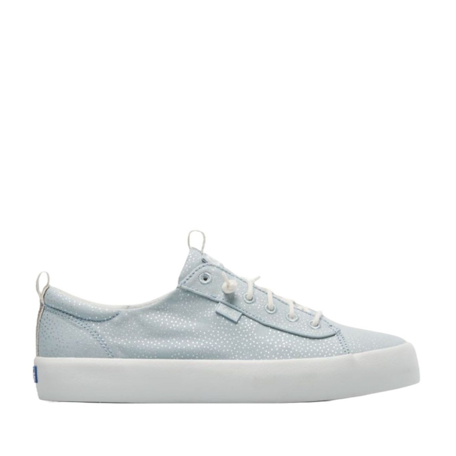 Women'S Shoes Keds | Keds Women'S Kickback Canvas Dots Print In Light Blue/Silver