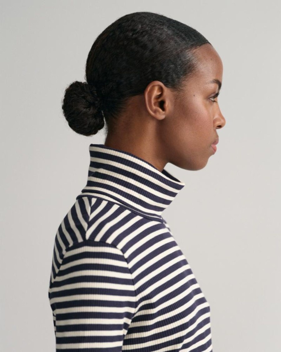 Women'S Apparel Gant Apparel Womens | Gant Apparel S Women'S Slim Striped Ribbed Turtleneck Seasonal Newness