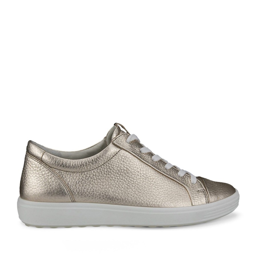 Women'S Shoes ECCO | Ecco Women'S Soft 7 Lace Up Lx In Pure White Gold